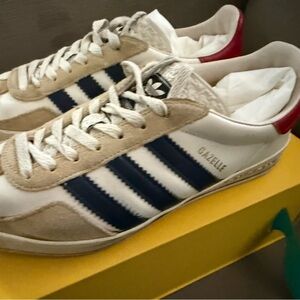 Adidas x GUCCI Gazelle Women’s Sneakers - White, Blue, Red, and Tan